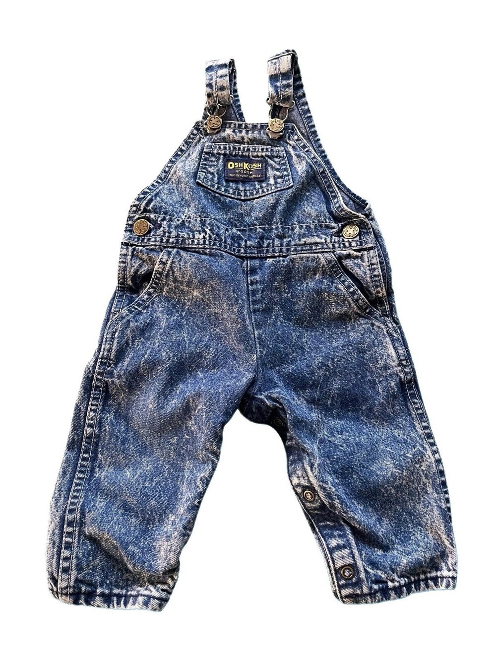 Vintage OshKosh B'Gosh Vestbak 90s Acid Wash Denim Overalls USA 12 Months Kids